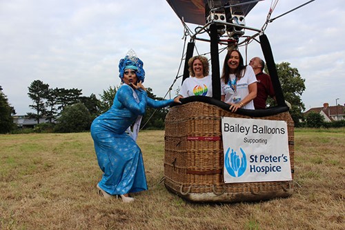 Carmella del Marquis, Jayne Clarke and Louise Turner with the Hospice Balloon