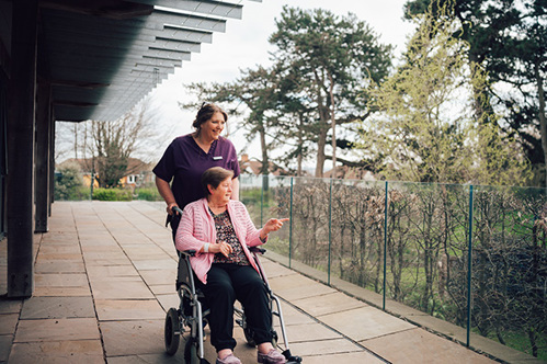 Nurse and patient on the hospice terrace
